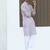 Cotton blend chikankari embroidered mauve kurta with elasticated pyjamas