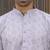 Cotton blend chikankari embroidered mauve kurta with elasticated pyjamas