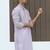 Cotton blend chikankari embroidered mauve kurta with elasticated pyjamas