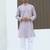 Cotton blend chikankari embroidered mauve kurta with elasticated pyjamas