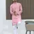 Cotton blend chikankari embroidered pink kurta with elasticated pyjamas