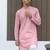 Cotton blend chikankari embroidered pink kurta with elasticated pyjamas