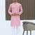 Cotton blend chikankari embroidered pink kurta with elasticated pyjamas