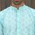 Cotton blend chikankari embroidered sky blue kurta with elasticated pyjamas