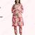 Cotton slub magic printed kurta pant embroidery neck work kurta set