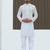 Cotton blend chikankari embroidered white kurta with elasticated pyjamas