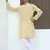Cotton blend chikankari embroidered yellow kurta with elasticated pyjamas