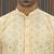 Cotton blend chikankari embroidered yellow kurta with elasticated pyjamas