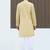 Cotton blend chikankari embroidered yellow kurta with elasticated pyjamas
