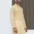 Cotton blend chikankari embroidered yellow kurta with elasticated pyjamas