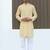 Cotton blend chikankari embroidered yellow kurta with elasticated pyjamas