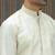 Silk blend embroidered sequinned cream kurta with elasticated pyjamas