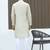 Silk blend embroidered sequinned cream kurta with elasticated pyjamas
