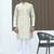 Silk blend embroidered sequinned cream kurta with elasticated pyjamas