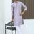 Silk blend embroidered sequinned mauve kurta with elasticated pyjamas