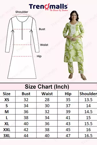 Trendmalls Cotton slub magic printed kurta pant embroidery neck work kurta set