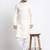Cotton blend solid cream kurta with white pyjamas
