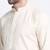Cotton blend solid cream kurta with white pyjamas