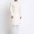 Cotton blend solid cream kurta with white pyjamas