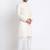 Cotton blend solid cream kurta with white pyjamas