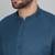 Cotton blend solid blue kurta with white pyjamas