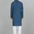 Cotton blend solid blue kurta with white pyjamas