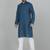 Cotton blend solid blue kurta with white pyjamas