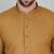 Cotton blend solid mustard kurta with white pyjamas