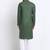 Cotton blend solid green kurta with white pyjamas