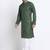 Cotton blend solid green kurta with white pyjamas
