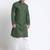 Cotton blend solid green kurta with white pyjamas
