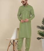 Cotton green pathani kurta and salwar