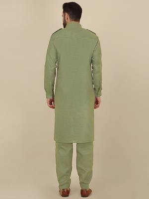 Cotton green pathani kurta and salwar 2