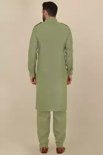 Cotton green pathani kurta and salwar