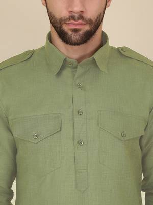 Cotton green pathani kurta and salwar 4
