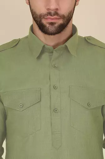 Cotton green pathani kurta and salwar