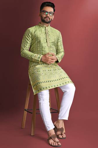 Green designer daaman men's kurta and Pyjamas for Mens