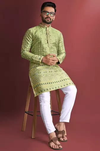 Green designer daaman men's kurta and Pyjamas for Mens