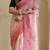 Pink Hand Crafted Organza Saree