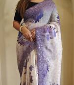 Lavender Hand Crafted Organza Saree