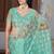 Aqua Blue Chain Stitch Embroidered Butterfly Net Saree