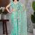 Aqua Blue Chain Stitch Embroidered Butterfly Net Saree