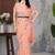 Peach Chain Stitch Embroidered Butterfly Net Saree
