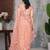Peach Chain Stitch Embroidered Butterfly Net Saree