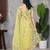 Olive Chain Stitch Embroidered Butterfly Net Saree
