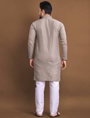Grey ethnic wear men's kurta and Pyjamas for Mens 2