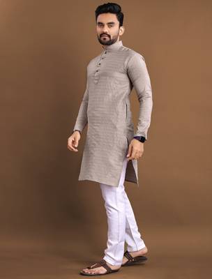 Grey ethnic wear men's kurta and Pyjamas for Mens 3