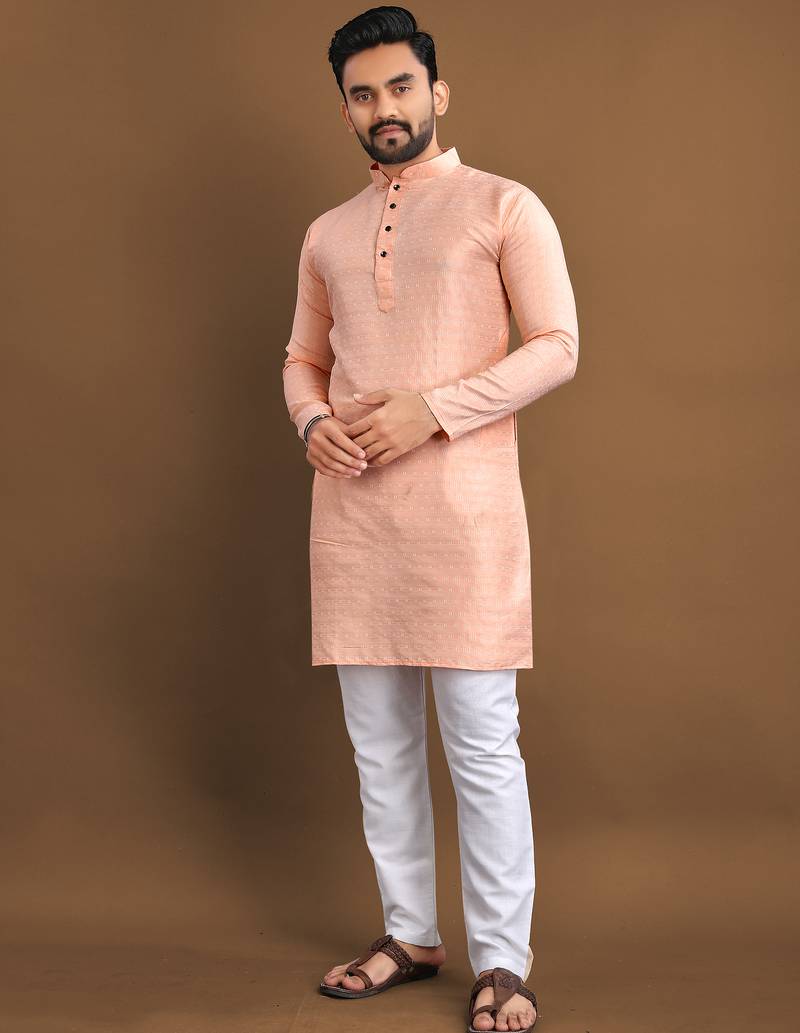Orange ethnic wear men's kurta and Pyjamas for Mens