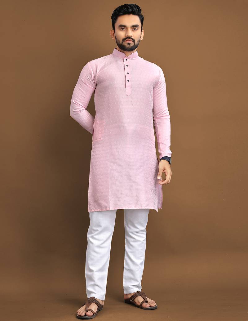 Pink ethnic wear men's kurta and Pyjamas for Mens