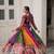 MULTICOLOR GEORGETTE  PRINT VINTAGE GAMTHI EMBROIDERY WORK STITCHED LEHENGA